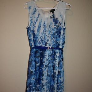 Floral Blue and White Dress